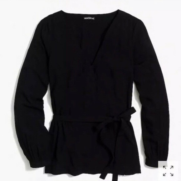 J Crew Mercantile Black Wrap Top size 0 NWT - Picture 1 of 7